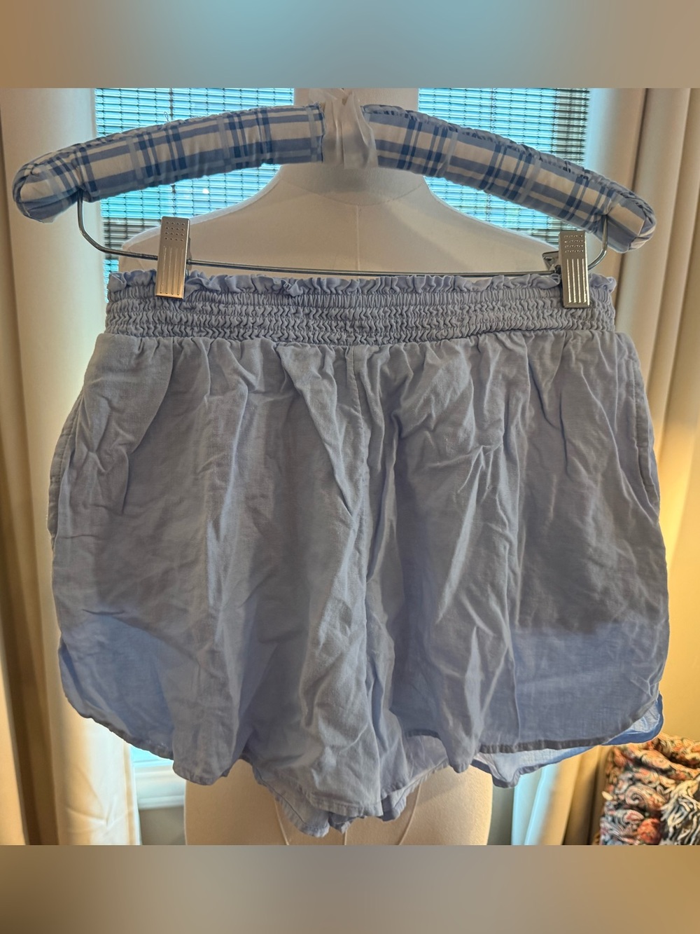 aerie Sky Blue Women's Smocked Waist Athletic Shorts